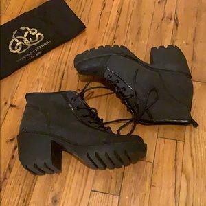 ✨🛍🔛SALE Opening Ceremony Platform Combat Booties